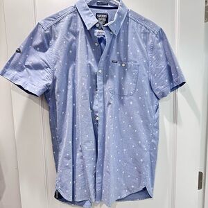 Superdry Men's Light Blue Patterned Button Down Shirt size L